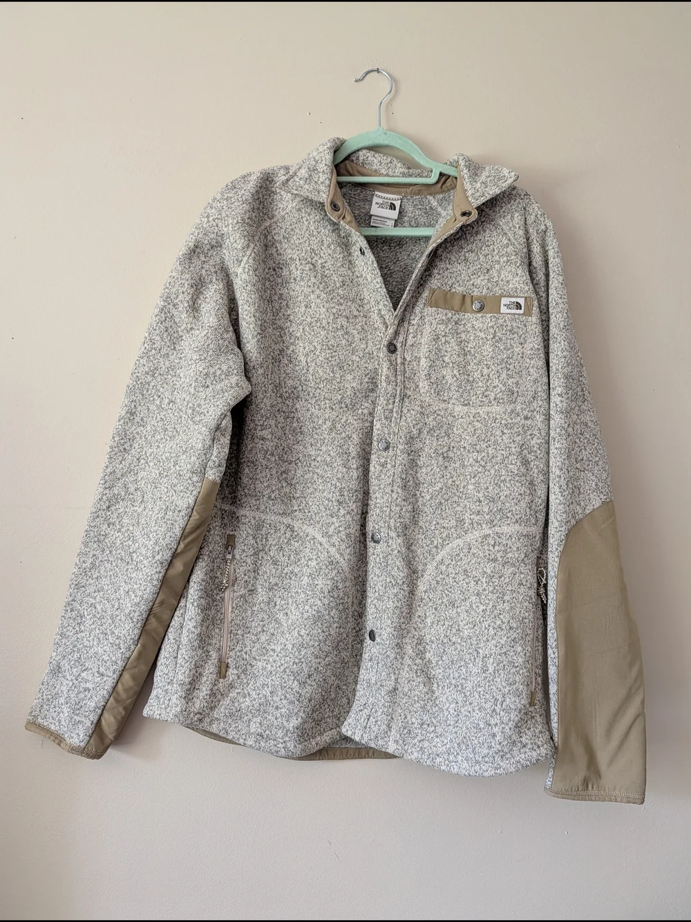 The North Face Men’s Gordon Lyons Heathered Cream Jacket with Tan Accents Size L